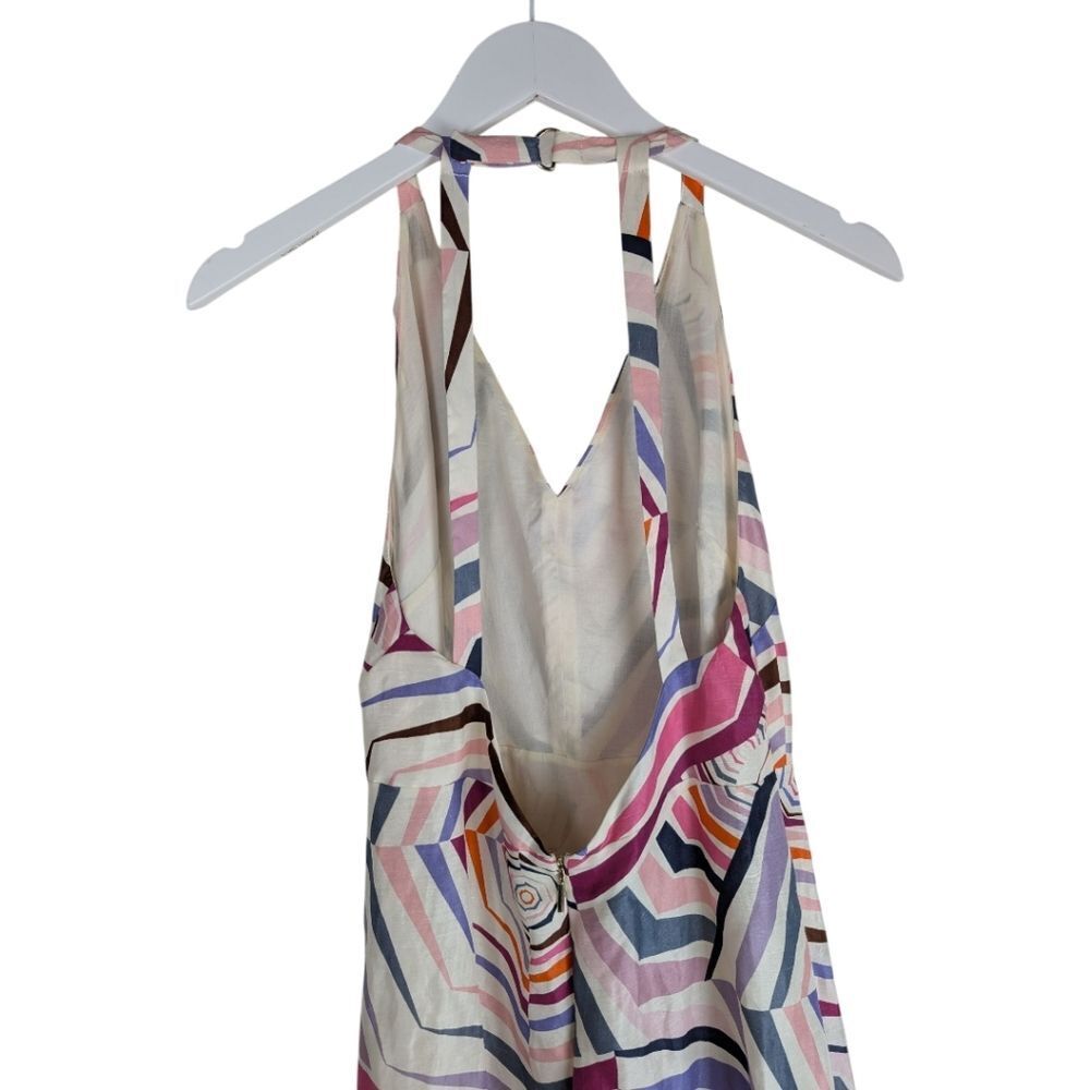 NWT Kate Spade Dress Geobrella Silk Linen Halter Multicolor A Line 6 - Picture 9 of 13